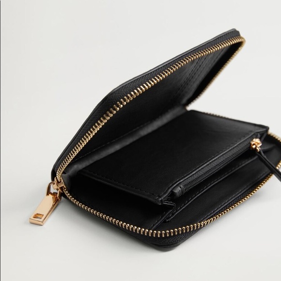 Mango Black Saffaino-Effect Imitation Leather Zippered Wallet - Picture 3 of 4